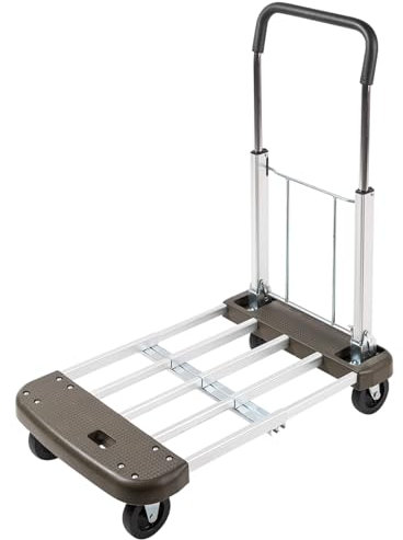 ExGizmo Sackkarre, Aluminium-Plattformwagen, faltbarer Rollwagen mit Rädern, höhenverstellbarer Schubwagen, 163 kg Tragkraft, für Reisen, Einkaufen, Zuhause und Büro