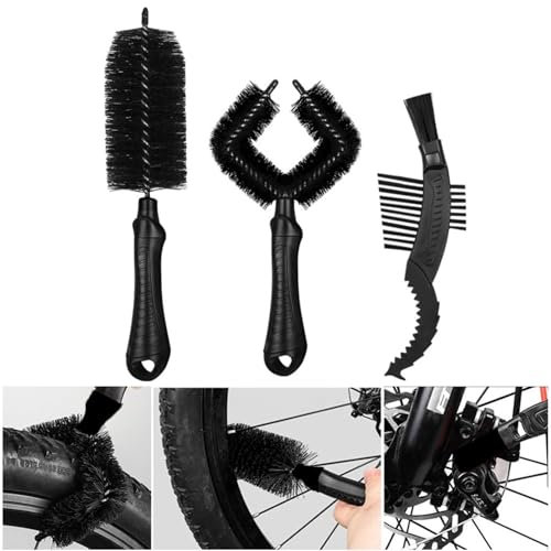 3 Stück Ketten Reinigungsbürste, Kettenbürste Sauberen Bürste, Motorrad Kettenreiniger Set, Kettenreiniger Bürste Motorrad, Fahrradketten Reinigungsbürste, Wartungswerkzeug (Schwarz) B