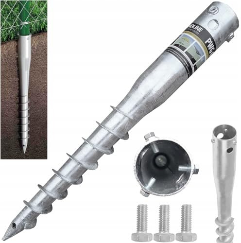 Marke Einschraub Bodenhülsen Pfostenträger Stützenfuß Feuerverzinkung - für Zäune, Unterstände, Carports, Pergolen (68x650x1,8 mm)