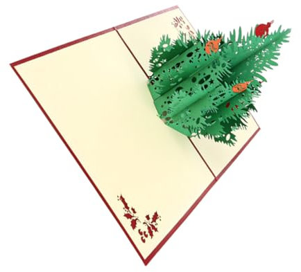Tofficu Grußkarten mit Baummotiv Weihnachtskarten als Pop-up-karte Handgefertigt aus Hochwertigem Papier Umschlag