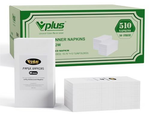 Vplus 1020 Pack Paper Napkins Guest Towels Disposable Premium Quality 2-ply Dinner Napkins Disposable Soft, Absorbent, Party Napkins Wedding Napkins for Kitchen, Parties, Dinners or Events(White)