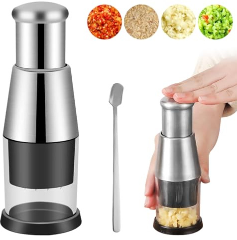 DeryArcle Gepresster Knoblauchstampfer Aus Edelstahl 304 Knoblauchhacker Knoblauchhacker Knoblauchstampfer Geeignet Zum Hacken Von Knoblauch, Schneiden Von Paprika