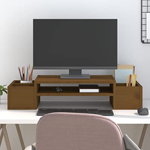 ZEYUAN Monitorständer Honigbraun 70x27,5x15 cm Massivholz Kiefer, Monitor Erhöhung, Schreibtischaufsatz, Monitor Erhöhung Schreibtisch, Bildschirm Erhöhung, Schreibtisch Regalaufsatz - 813967