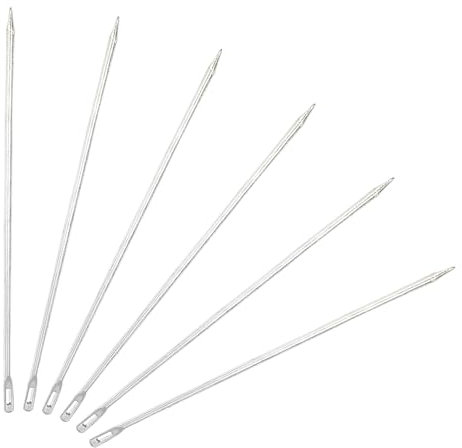 Coufce 6 Pieces Stainless Steel Meat Trussing Needle Cooking Twine Bundle for Roasting and Cooking Supplies(Straight Head)