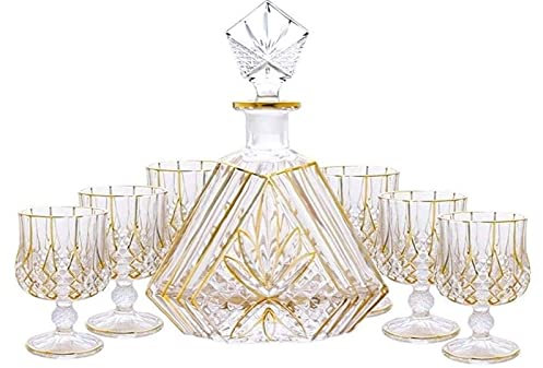 Aioneer Carafe à Whisky Carafe à Vin Carafe à Whisky Coffret Cadeau 7 Pièces 1 Carafe + 6 Verres Verre Cristal Premium