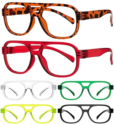 Eyekepper 6er Pack Große Pilot Lesebrille für Damen und Herren mit Metalllosen Schraubenlosen Federscharniere | Lesebrille für Herren und Damen, schraubenlose Federscharniere, modisch, metalllos, unzerbrechlich, kratzfest