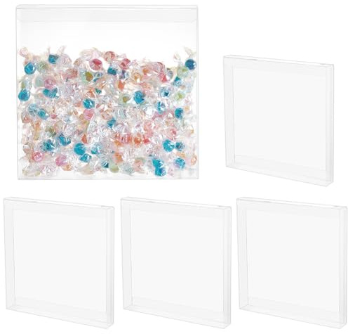 BENECREAT 10 st genomskinliga presentaskar, 20 x 20 x 2 cm fyrkantiga PVC genomskinliga bröllopslådor för godis, choklad, födelsedagspresent innehåller, festgåva, festivalpresentförpackning