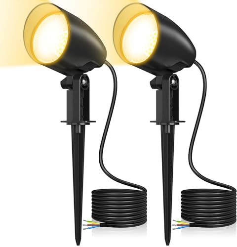 MEIKEE 20W Gartenbeleuchtung Warmweiß 2700K Gartenlampe IP66 Wasserdicht Superhell Gartenstrahler mit Erdspieß Gartenleuchte Ideal für Außen, Garten, Terrasse, Baum, Wegen 2 Stück ohne Stecker
