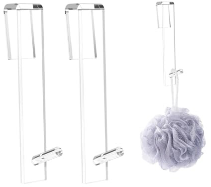 Ganci per porta doccia per accappatoio, 2/3/5 pezzi sopra la porta ganci per porta doccia in vetro senza cornice, ganci per asciugamani in acrilico sopra vetro senza trapano, gancio antiscivolo sopra