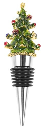 JOINPAYA Tappo per Vino Forma di Albero di Natale Tappo Decorativo per Bottiglie di Vino Natalizie con Chiusura Ermetica Festivo per Donne