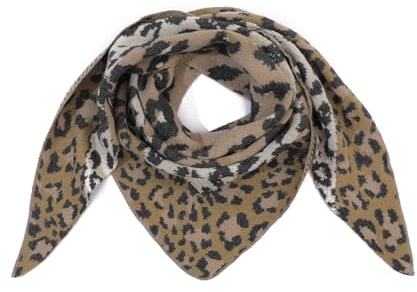 stylx Damen Schal XXL Dreieck mit Leopard Muster LEO 3FARBIG Warm Weich Strickschal Karo Winterschal Herbstschal Wolleschal Frauen Deckenschal Halstuch Scarf Poncho Cape
