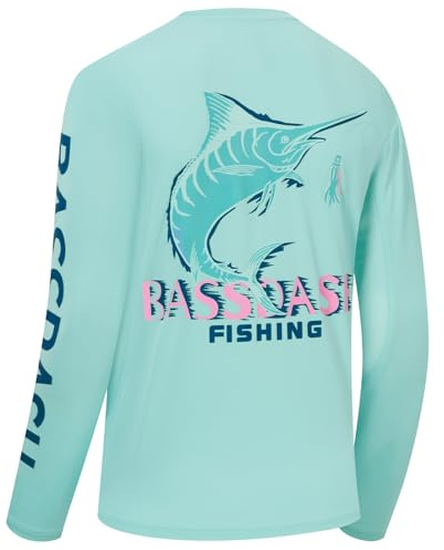 BASSDASH Herrgrafiska skjortor Långärmad fiskeskjorta UPF 50+ Fuktavledande UV-solskydd FS35M, XXL