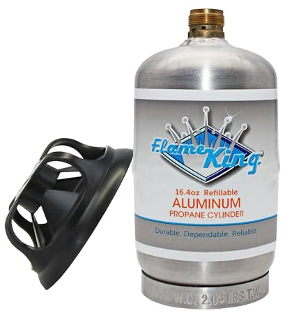 Flame King 1LB Empty Aluminum Propane Cylinder Tank - Corrosion-Resistant and Rust-Free, Great for Camping and Small Appliances