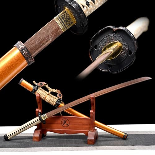 HJHUUA Épée de samouraï tachi en Bois de Rose Naturel de 104 cm,bokken Fait à la Main,Katana en Bois pour Cadeaux,présentoirs,entraînement au Kendo,décoration,Cosplay