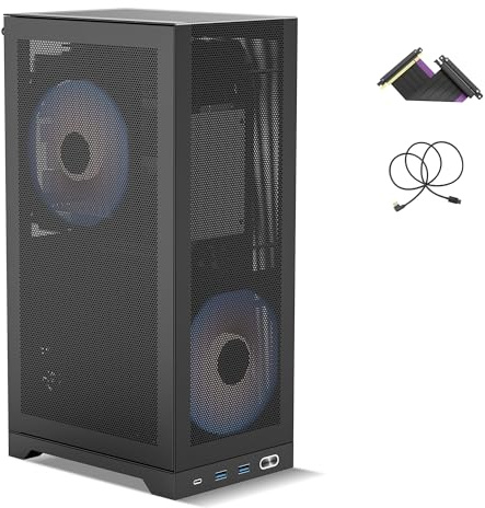 ShinySnake L300 Mesh Mini-ITX Gaming PC-fodral – 8,5 L ultrakompakt högt luftflöde SFF, vertikal GPU-montering upp till 325 mm, SFX/SFX-L PSU och 120 mm kylare kompatibel – PCIe 3.0 Riser & DP 1.4