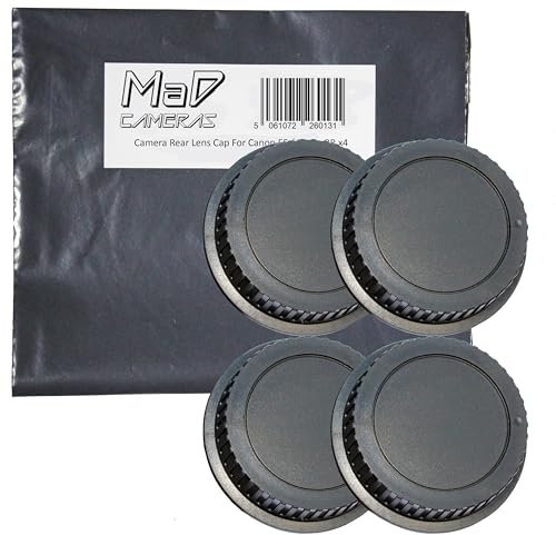 MaD Camera - 4x Rear Lens Caps - Dust Protection for Canon EOS EF-S Mount Lens - Compatible with Canon