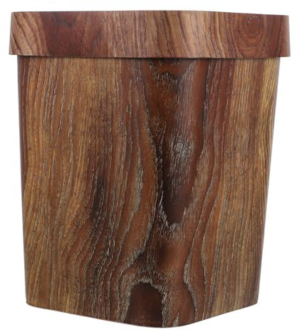 Happyyami Papelera Con Veta De Madera Papelera Exterior De Bambú Decorativa De Madera De Baño De Cocina De Oficina