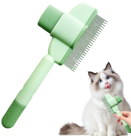 Haustierkämme für Katzen, Flohkamm für Hunde, Hundekamm, Haarentfernungskamm für Katzen, Selbstreinigender Pflegekamm, Edelstahl-Metallzahnkamm für Haarausfall und Verfilzungen