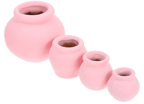 SUPVOX Mini Maceta de Cerámica Roja en Miniatura, 4 Piezas | Plantas, Uso Doméstico y Escritorio, Diseño Compacto y Estética Agradable, Múltiples Plantaciones