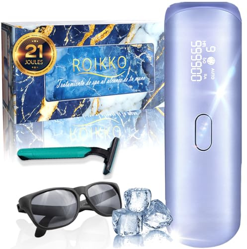 ROIKKO® 21J Depiladora Laser PREMIUM Con Tecnología De Refrigeración De ZAFIRO | Laser Depilacion 600NM-1200NM | Depiladora Luz Pulsada | Depiladora Laser Mujer | Maquina Laser Depilacion
