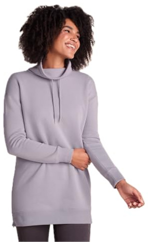 TOG24 Drakeford Womens Zip Longline Sweatshirt, Knitted Funnel Neck | Size 24,Lavender Grey,60% Cotton, 40% Polyester, Jumper, Lightweight, Ribbed cuffs, Walking, Outdoors