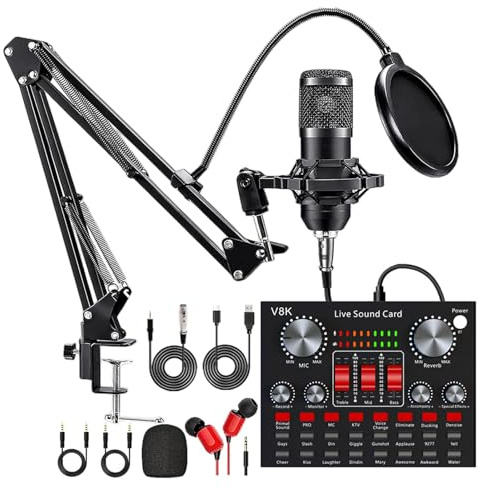 WMFASBAG PACCHETTO STUDIO DI REGISTRAZIONE All-in-One Kit di microfono a condensatore sospeso V8K VOCE CHUMPRICA DI CAMBIAMENTO VOCE CHUMPLICA