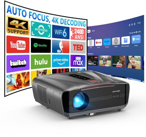 Daylight Projector 2400 ANSI Ultra HD 4K HDR10 Daytime Smart Projector with Wi-Fi 6 Bluetooth 5.4,TOF Autofocus,HDMI eARC/CEC,40W DB Audio,2026 Upgraded Auto Lens Cap for Home Cinema Gaming Ceiling