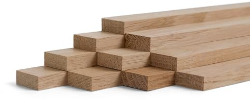 Woodsellers® 10er‑Set Holzleisten Eiche gehobelt 500 × 20 × 8 mm – Massivholzleisten naturbelassen & verleimfertig – für Möbelbau, Innenausbau & DIY