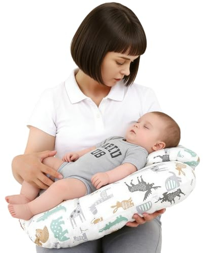 SGZIOO Nursing Pillow, Breastfeeding Pillows with Headrest, Ergonomic Support Breast Feeding Pillow Baby, Washable Breastfeeding Pillow with Removable Cotton Cover for Moms Bottle and Breastfeeding