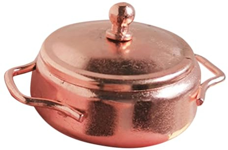 Kisangel Mini Marmite en Alliage Métallique pour Maison de Poupée, Pot Miniature Vintage Cuivre, Ustensile Cuisine Miniature pour Jeu D’Imitation, Accessoire Décoratif Réaliste, pour