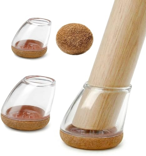 TOPESCT 24 Pezzi Gommini per Sedie Rotondi e Feltrini Sedie in Silicone per Gambe Inclinate 15-25 Gradi, Diametro 14-19 mm, Piedini con Fondo Spessore 5 mm, Trasparente(S Fit:14-19mm)