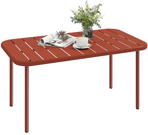 Outsunny Table Basse de Jardin Extérieur Acier Galvanisé 90x50x43cm Rouge
