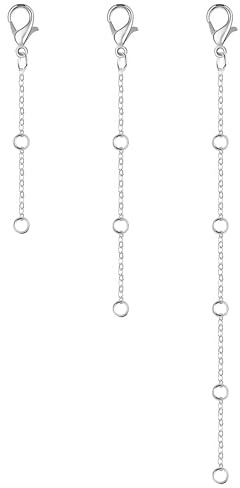 Lot de 3 Rallonges Chaîne Colliers en Inox | Chaînes Extension Argent | Accessoires Bijoux | Ajustable 3-10cm | Résistantes Anti-Allergie