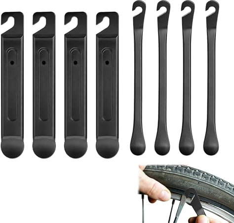 8 StüCk Reifenheber Fahrrad,Robust und Langlebig(Schwarz,4,72 X 0,47 Zoll) | Enthält Verbreiterte Reifenheber aus Nylon, Fahrrad Reifenheber Geeignet FüR Fahrradreifen,Kohlenstoffstahl.