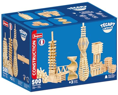 Jeujura - TECAP Classic - 500 Pièces - Jeu de Construction dès 3 Ans - 8305 | Planchettes en bois - Jeu d’équilibre créatif et imagination - Modèles Inclus - Idée cadeau enfant - Fabriqué en France