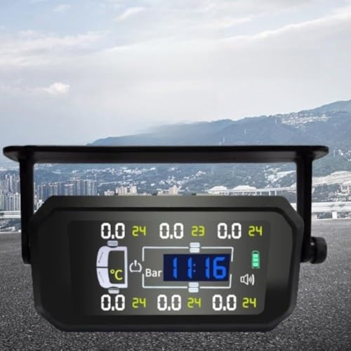 Risveglio Sistema de monitoreo de presión de neumáticos, caravanas, camiones, remolques, 6 sensores de 0 a 15 bares, pantalla LCD brillante, datos en tiempo real, para todo tipo de clima