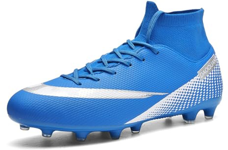 Chaussures de football à crampons pour homme - Chaussures de football à lacets antidérapantes - Cheville - Pour intérieur et extérieur - Pour jeunes enfants et grands garçons