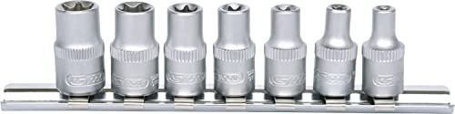 KS Tools 911.4355 Rail de douilles Torx 7 pièces | Jeu de douilles 1/4'' TORX E, 7 pcs., E4-E11