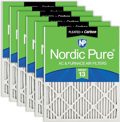 Nordic Pure 18x24x1 Pleated MERV 13 Plus Carbon Air Filters 6 Pack