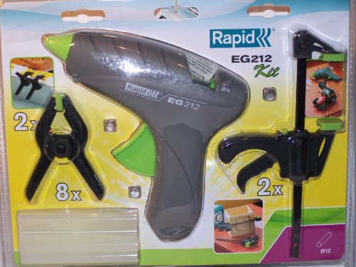 Rapid EG212 Klebepistole Baugleich mit der BLAUEN EG212 | 125 Klebesticks, 2 Klemmen, Heißklebepistole