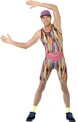 Smiffys Aerobicanzug Herren 80er rainbow schwul CSD Gay Kostüm hauteng
