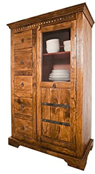 MASSIVMOEBEL24.DE | Oxford Vitrine Akazie 95x45x147, Farbe:Hellbraun lackiert, Größe:95x45x147 cm (BxTxH)