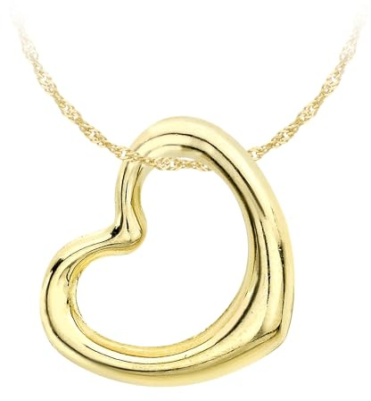 Carissima Gold Damen Diamantschliff Panzerkette mit 12mm x 14mm Herz Slider Anhänger 9k(375) 46/18zoll