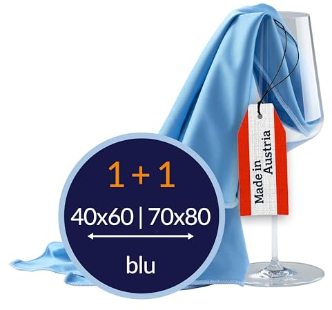 culiclean Fenster Poliertuch – Mikrofaser Poliertücher Gläser – Glastuch Fenster – Fensterputztücher streifenfrei – Fenstertuch fusselfrei – 2 Stück – 40x60 + 70x80cm, blau