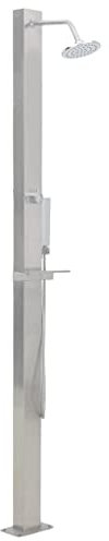 vidaXL Doccia da Giardino a Colonna Lineare con Soffione Anticalcare Multifunzionale Elegante Robusto Doccia a Torre Bagno in Acciaio Inox