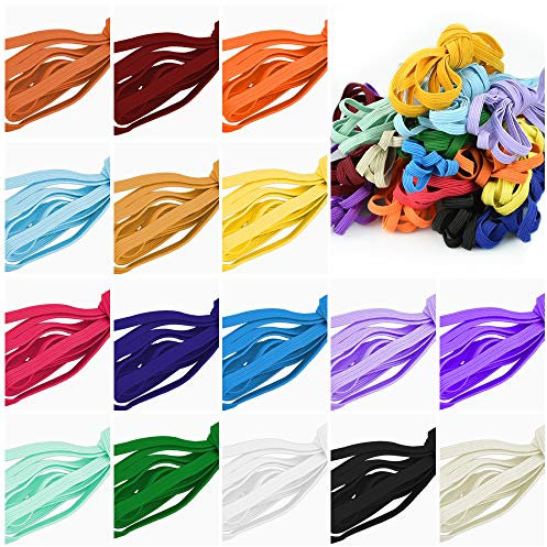 KLYNGTSK 16 Farben Bunt Gummiband Gummilitze Elastischer Gummiband Gummikordel Mehrfarbig Gummizug Wäschegummi Flache Gummibänder Nähbänder für DIY Hutgummi Nähen Ärmel Kleidung Handwerk, 3m*6mm
