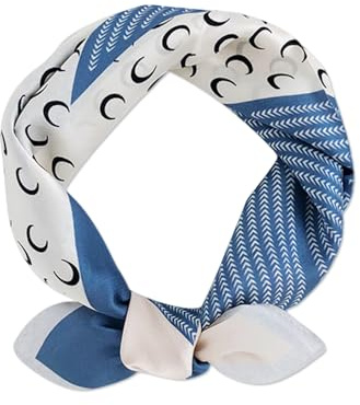 LumiSyne Mode Seidenschal Damen Mondmuster Quadratischer Schal Weiche Warmer Satin Geschäfts Freizeit Stil Kopftuch Dekoration Bandana Haarband Frühling Herbst