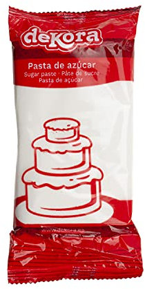 dekora - Pasta de Azúcar Fondant Blanco para Tartas, galletas, cupcakes - Elástico y fácil de trabajar - Modelado Fácil - Sin gluten, Halal y Kosher - 250 g