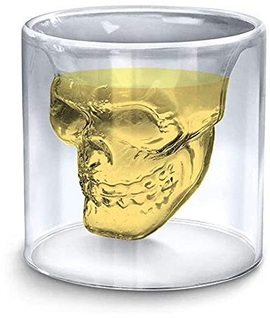 Webao Skull Whiskey Glasses, Crystal Double-Walled Wine, Vodka Glass, Cocktail Glass, 250 ml