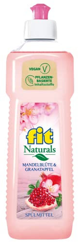 fit naturals Hand-Spülmittel 12 x 500 ml - mit Aloe Vera für die Hände, hautverträglich, vegan, Mandelblüte-Granatapfel